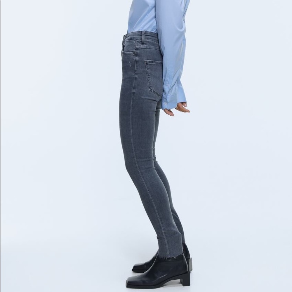NWT ZARA Lead Gray Mid-Rise Skinny Jeans